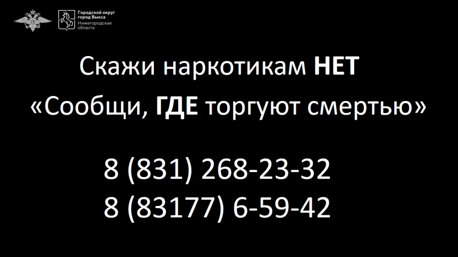 Антинаркотическая комиссия городского округа город Выкса информирует о том, что в период с 14 по 25 октября 2024 года в Нижегородской области будет проходить 2-й этап Общероссийской антинаркотической акции «Сообщи, где торгуют смертью»